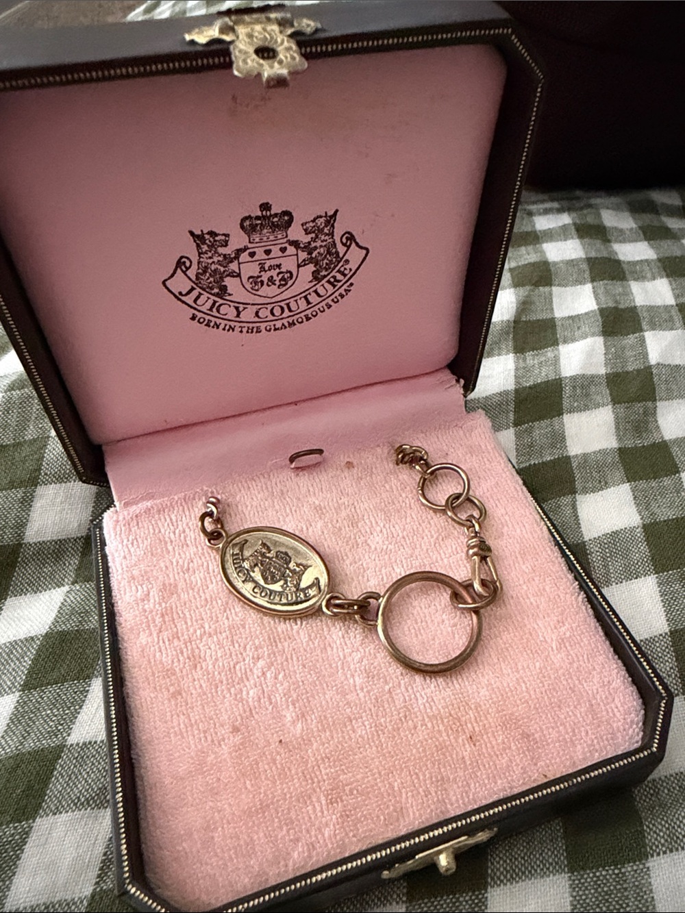 Juicy Couture Gold-Tone Charm Necklace with Crest Medallion